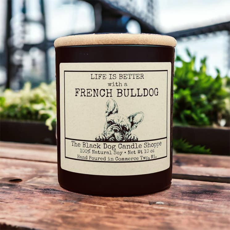 French Bulldog Candle: Black / Mahogany Teakwood