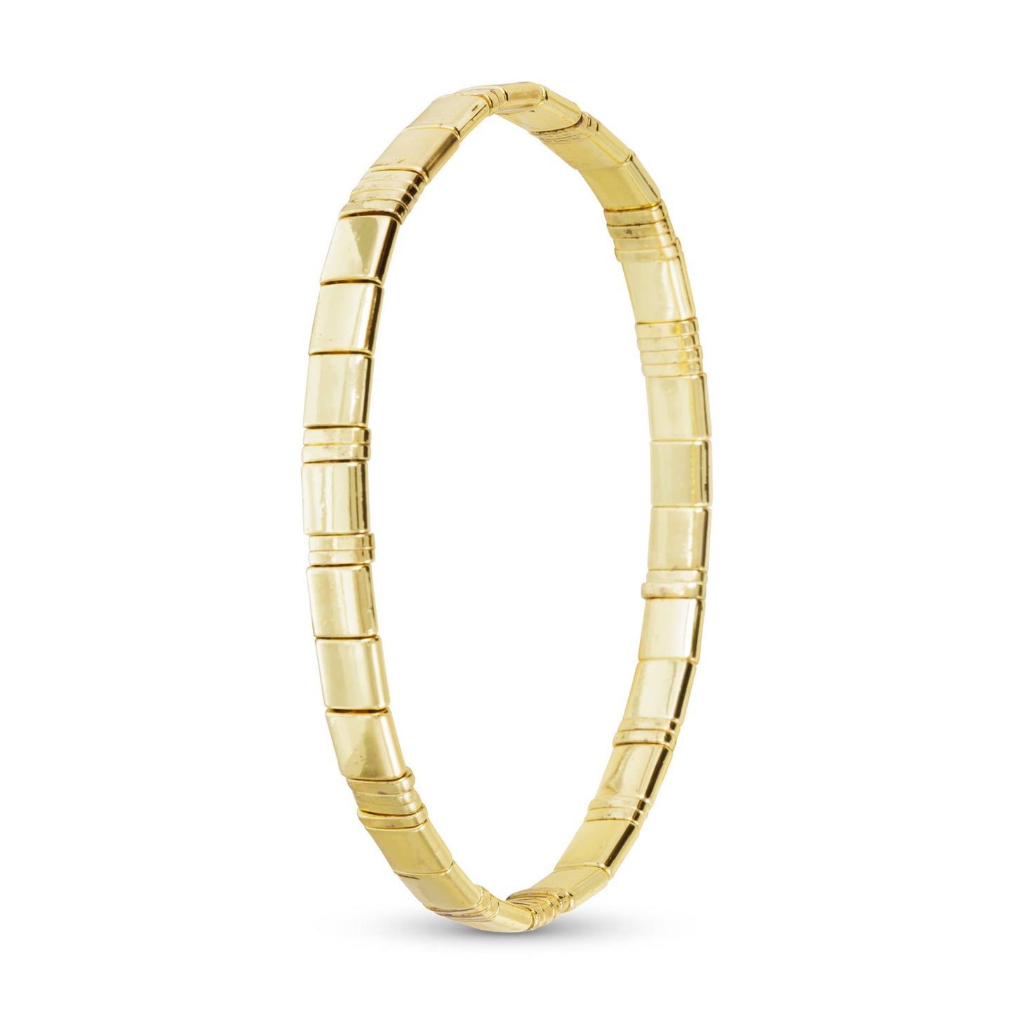 Gold Flat Bead Stretch Bracelet: Gold