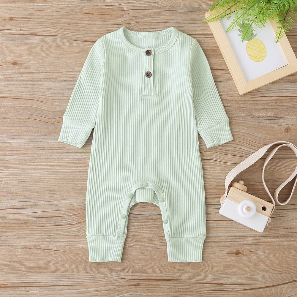 Baby Boy / Girl Cotton Knitted Style  Cardigan Jumpsuit: Gray / 0-3 Months