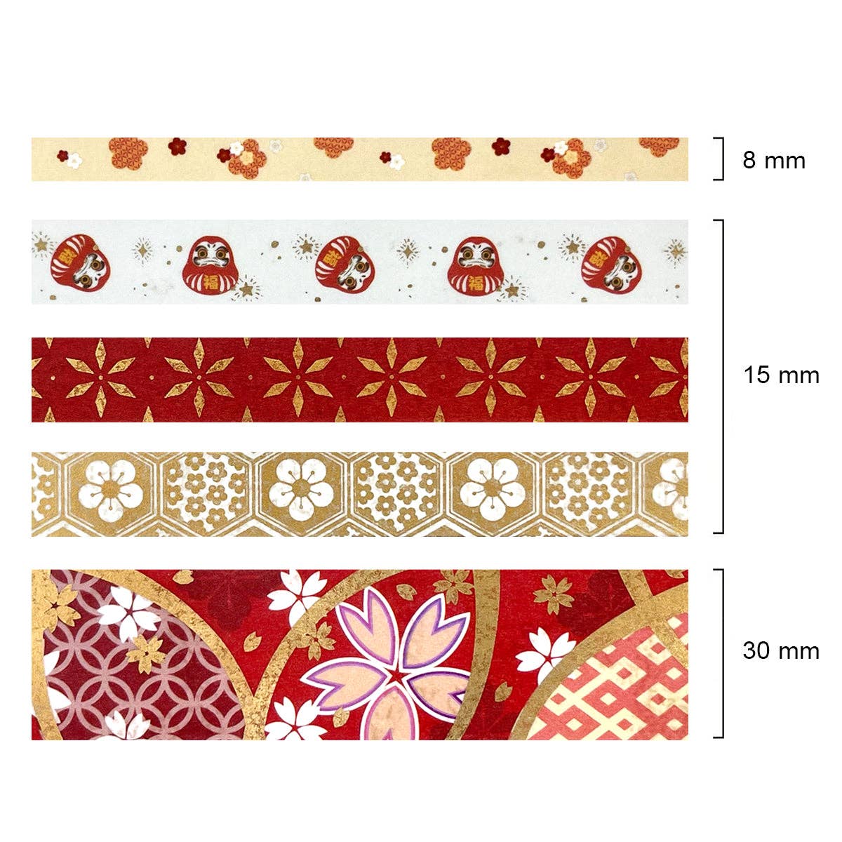 Wrapables Gold Foil Washi Tape in Gift Box Set for DIY Arts: Festive Cranes