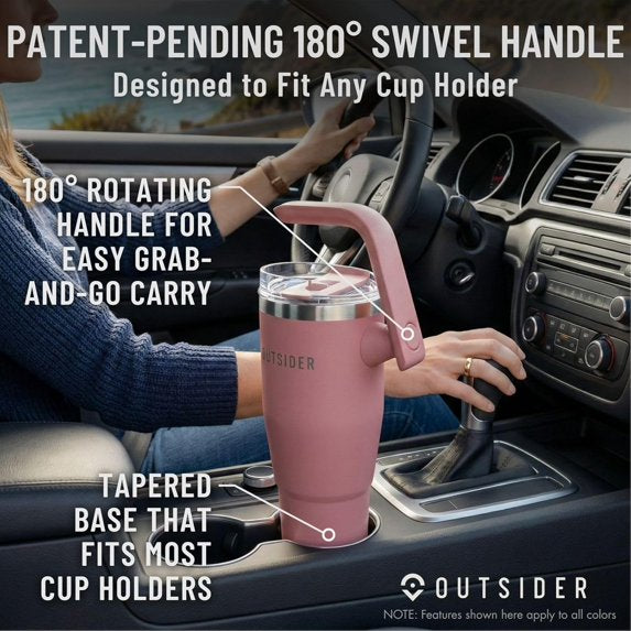 Outsider 40 Oz. Insulated Tumbler with Swivel Handle ~ Assorted Colors