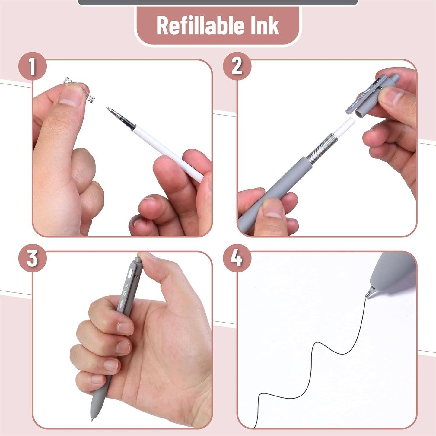 Retractable Gel Pens 6 Pack 0.5mm