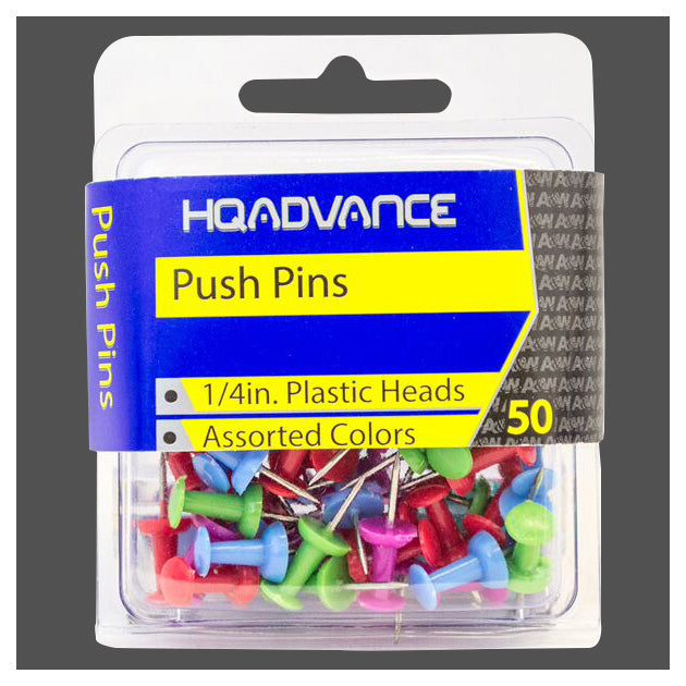 PUSH PINS COLORS 50/PK