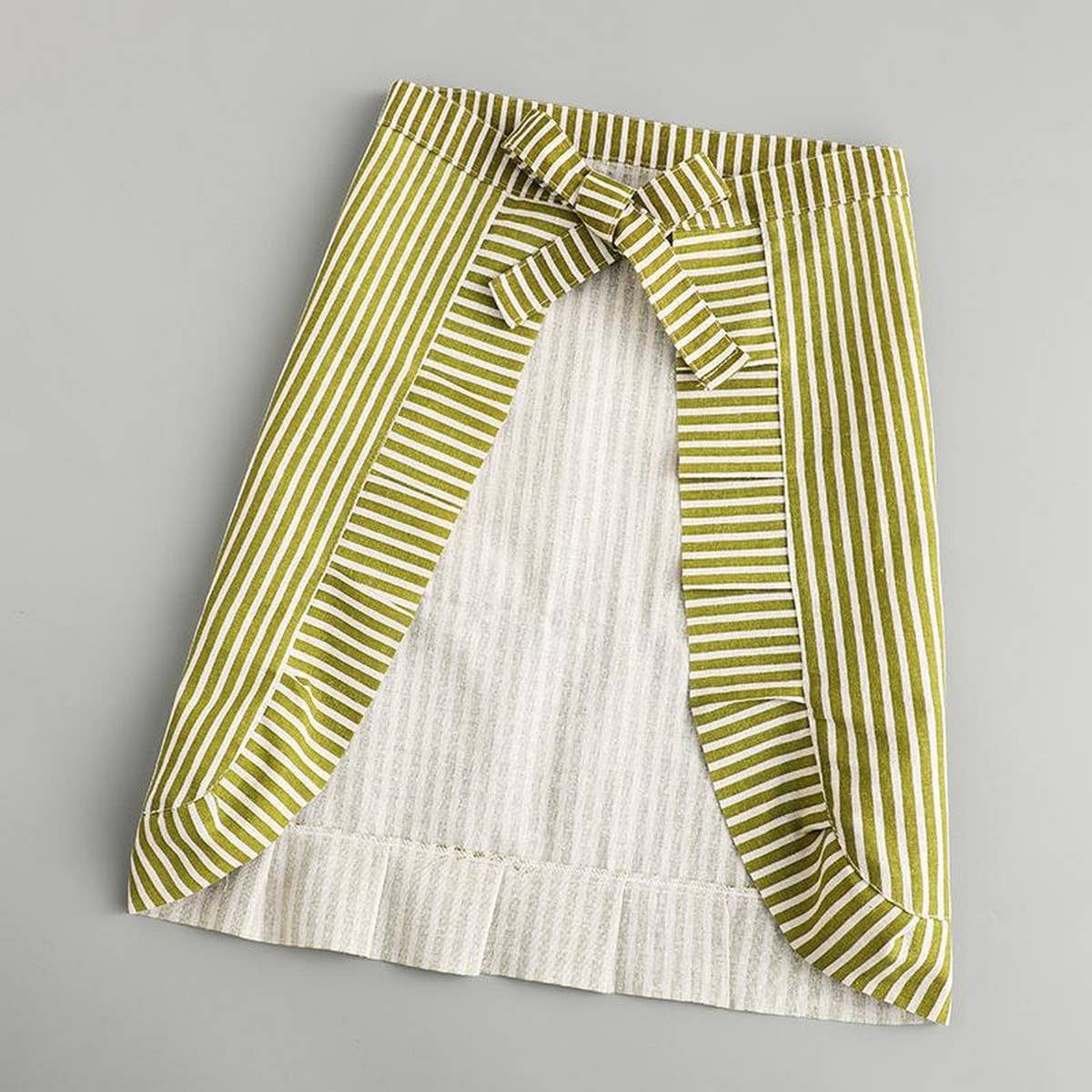 Stripe Half-length linen cooking Apron with pockets_CWMM2033: Red / (OS) 1