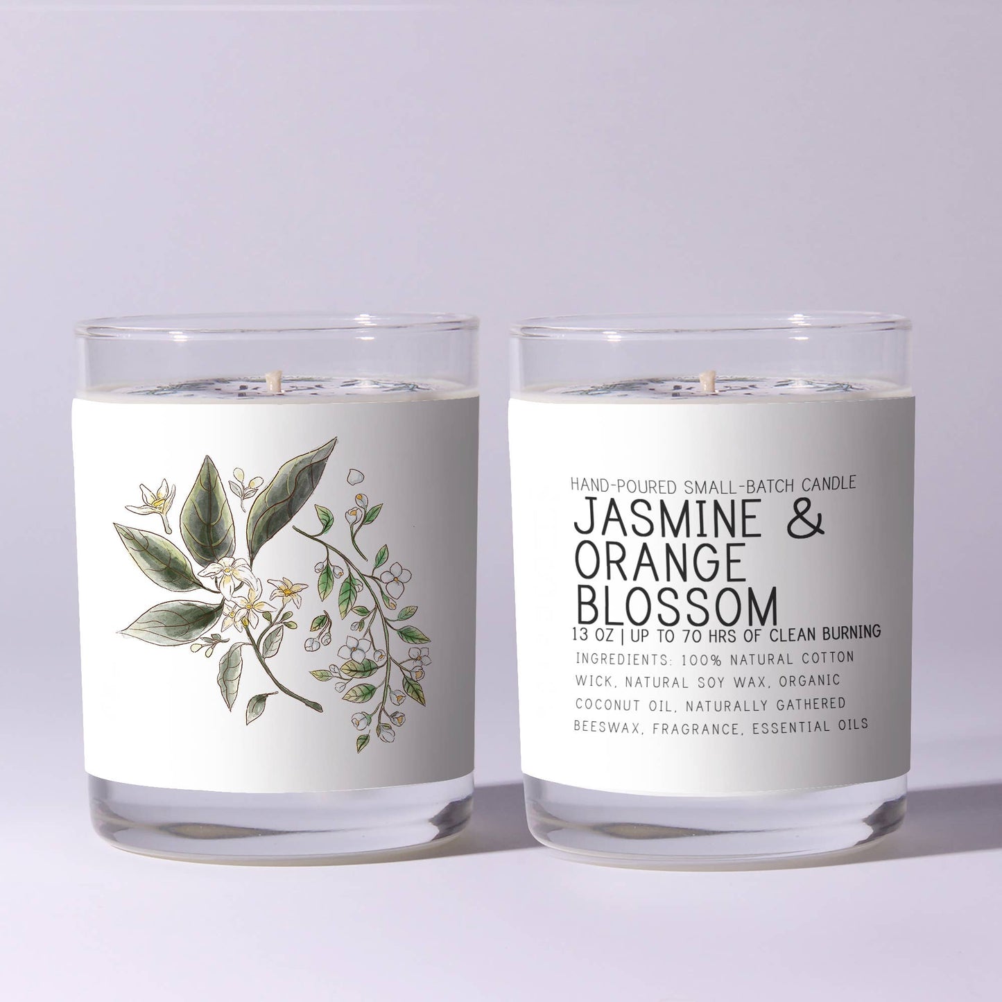 Jasmine and Orange Blossom Candle  - Just Bee Candles: 7 oz (up to 40 hrs of clean burning)