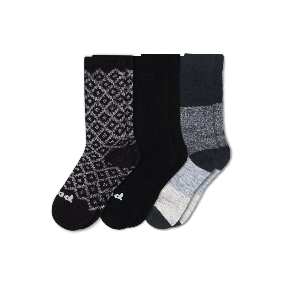3 Pack - Women's Crew Pacas Socks: Medium / Large (US: 8.5 - 11.5+) / Multi-Stripe/Gray & SOLID/Teal & VARIEGATED STRIPE/ Chambray/ Treetop