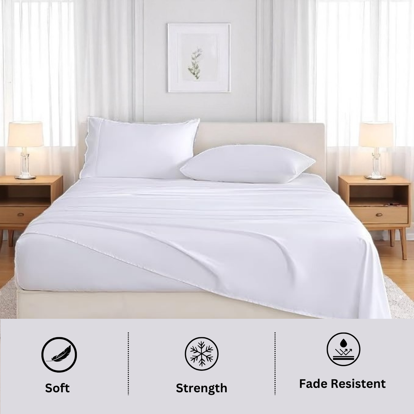 Bed Sheets - 100% Cotton - 300TC - Percale: Queen Set