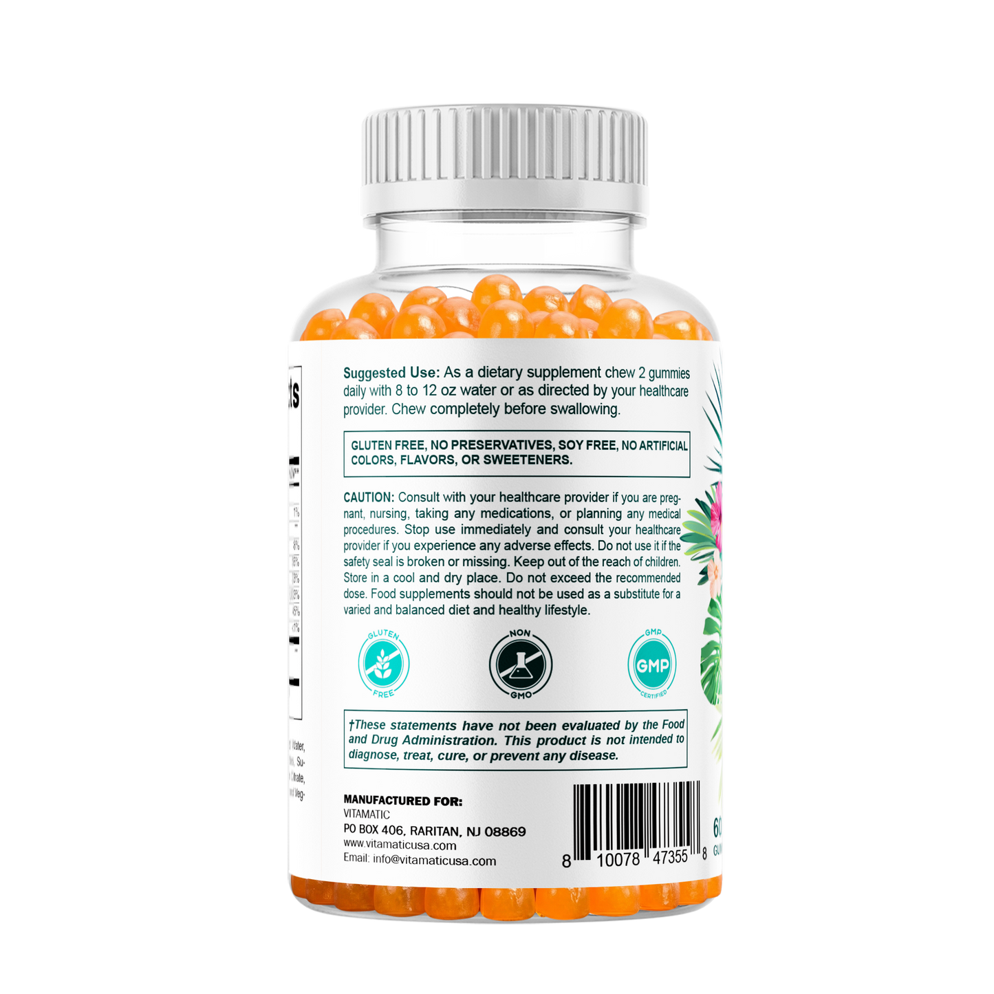 Vitamatic Hydrolyzed Collagen Gummies| Zinc and Biotin| 60ct