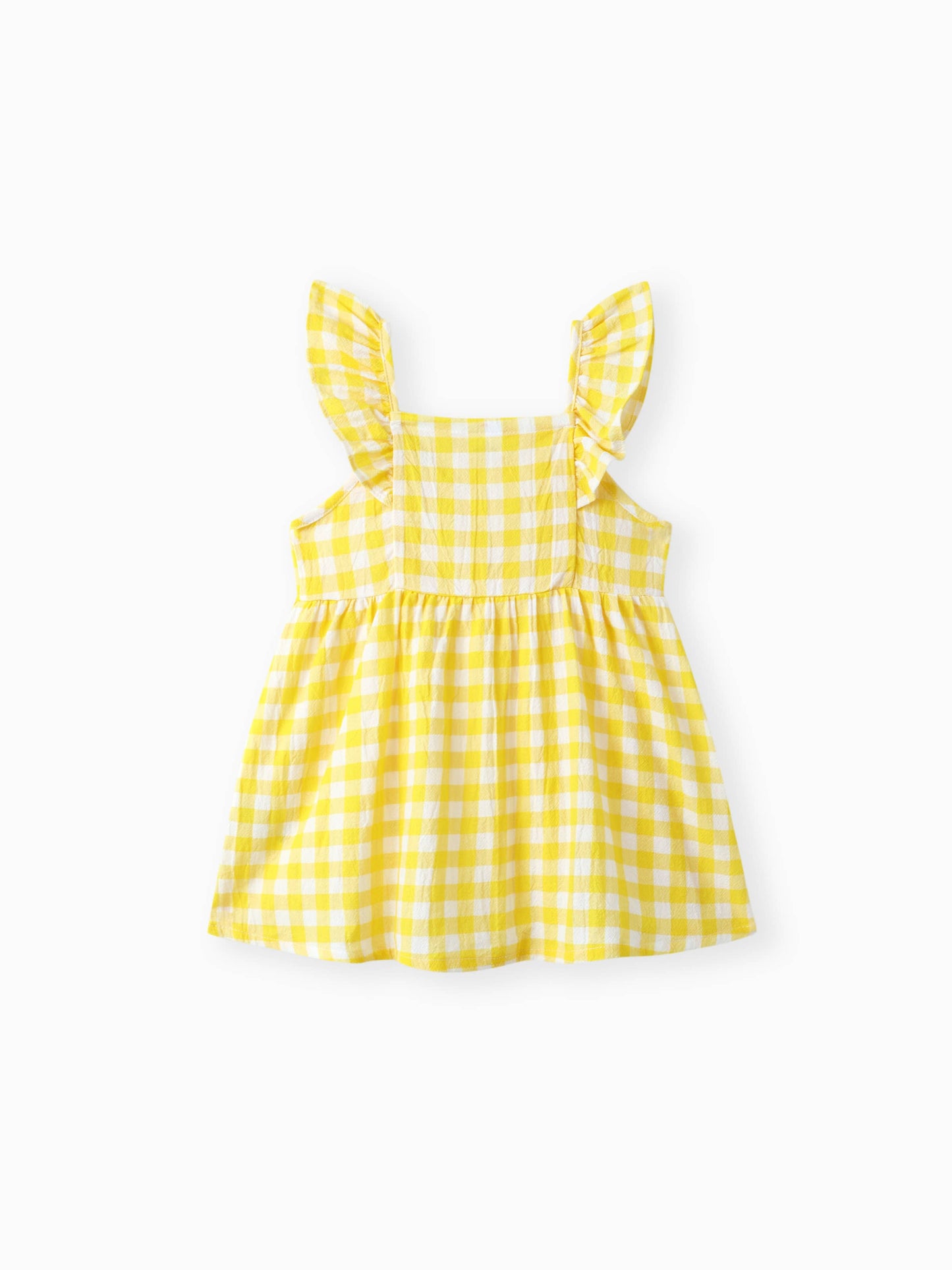 1pc Baby Girl Plaid&Lemon&Fruit Sweet Dress: Yellow / 9-12 Months