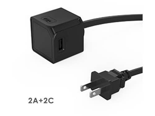USBcube Extended 2xUSB A+C 5 feet cable US
