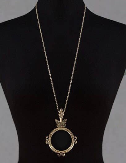 Butterfly  6 Times Magnifier Magnifying Glass Pendant Neckla: Antique Gold