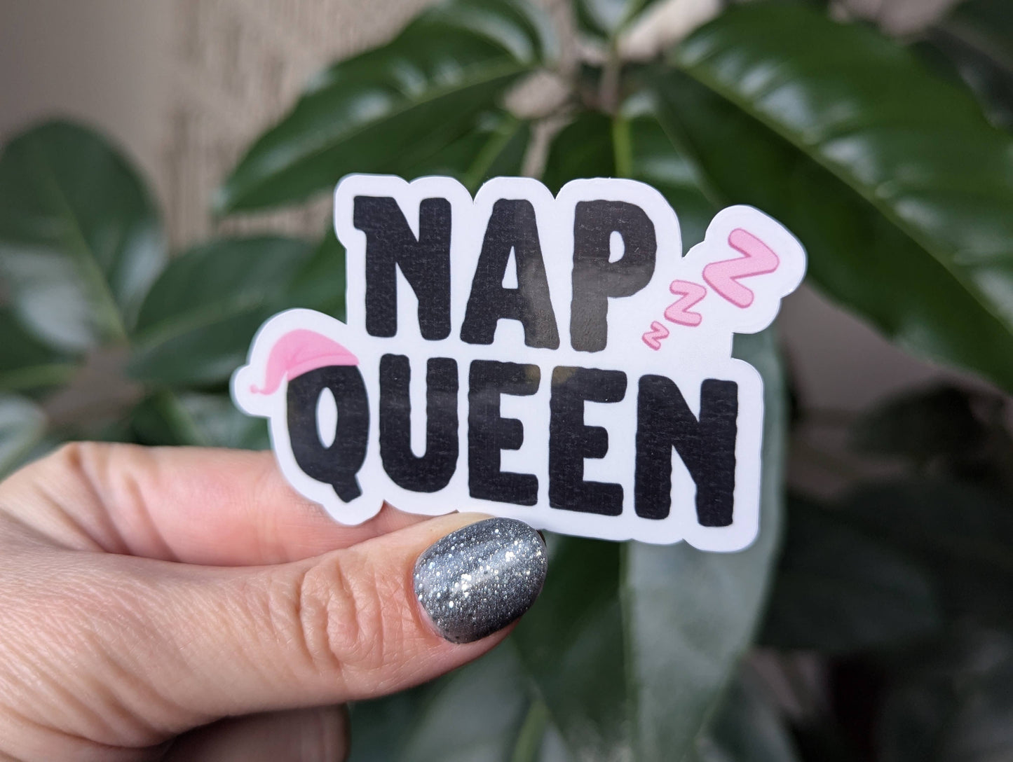 Nap queen sticker, cute girly laptop sticker aesthetic: Loose