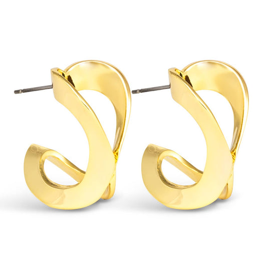 Taylor Polished Folded Hoop - Gold - AMANDA BLU