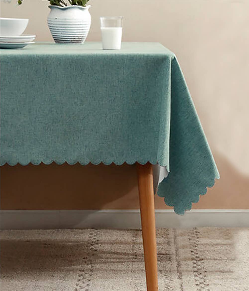 Scalloped Trim Wrinkle-Free Heat-Resistant Tablecloth: 56"x40" / Mustard