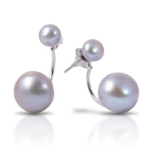Pearl Earrings with Drop Jacket - AMANDA BLU