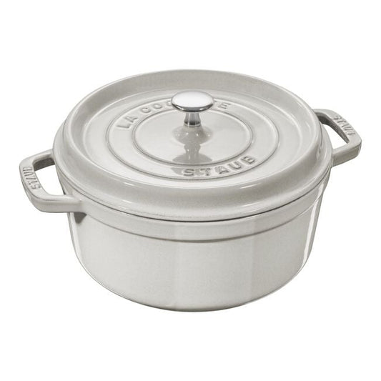 STAUB CAST IRON - ROUND COCOTTES 7 qt, Round, Cocotte, White Truffle