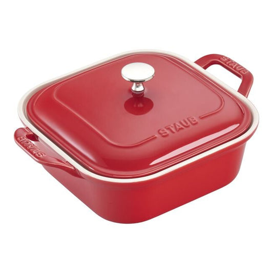 STAUB CERAMIC - 9-inch, square, Covered Baking Dish, CHERRY