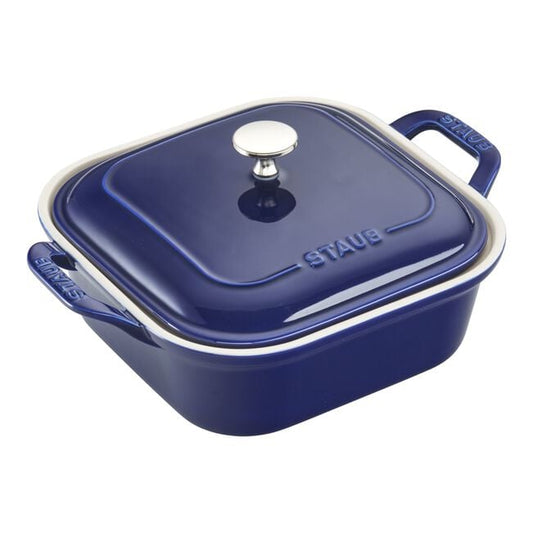 STAUB CERAMIC - 9-inch, square, Covered Baking Dish, dark blue