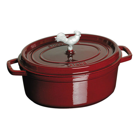 STAUB CAST IRON - 5.75 qt, Oval, Coq Au Vin Cocotte, Grenadine