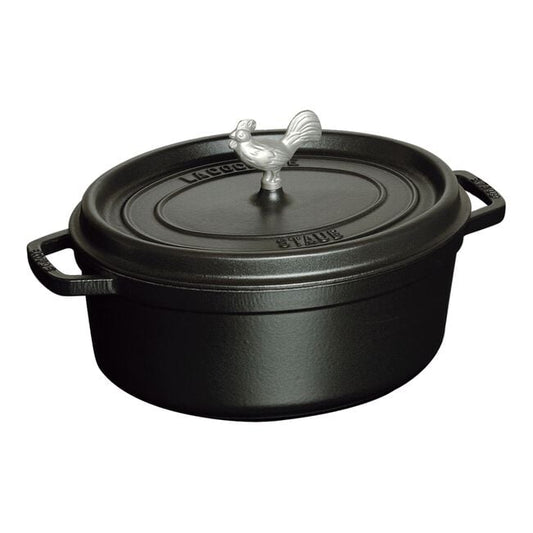 STAUB CAST IRON - 5.75 qt, Oval, Coq Au Vin Cocotte, Black Matte