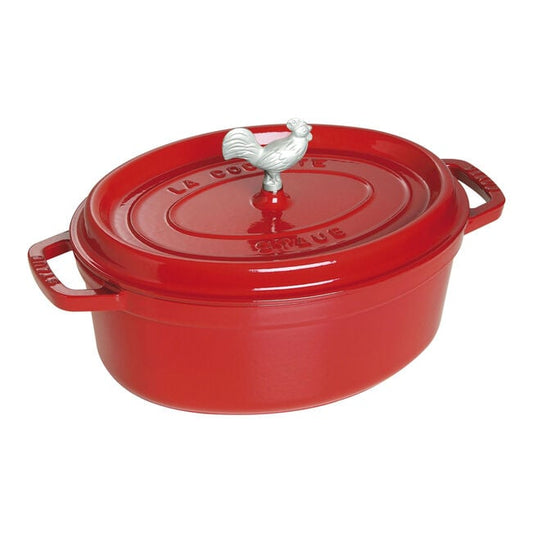 STAUB CAST IRON - 5.75 qt, Oval, Coq Au Vin Cocotte, Cherry