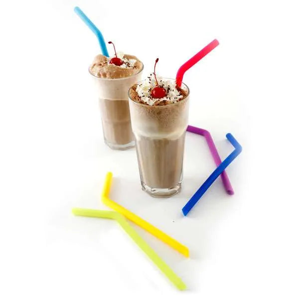 Reusable Silicone Straws with 2 cleaning brushes - 6 Straws