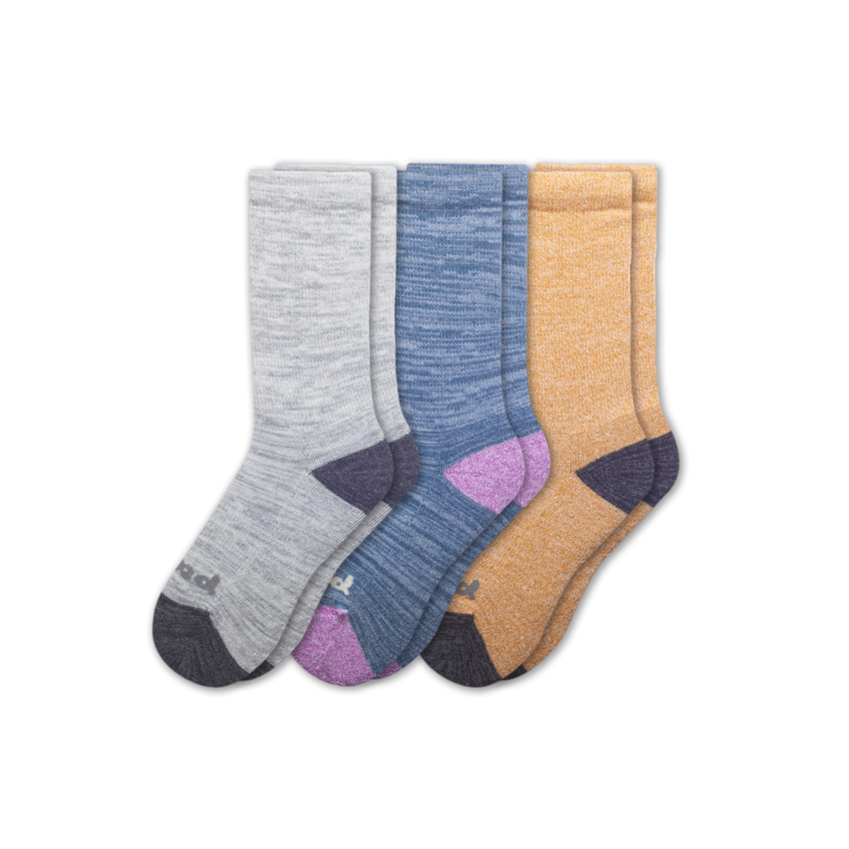 3 Pack - Women's Crew Pacas Socks: Medium / Large (US: 8.5 - 11.5+) / Multi-Stripe/Gray & SOLID/Teal & VARIEGATED STRIPE/ Chambray/ Treetop