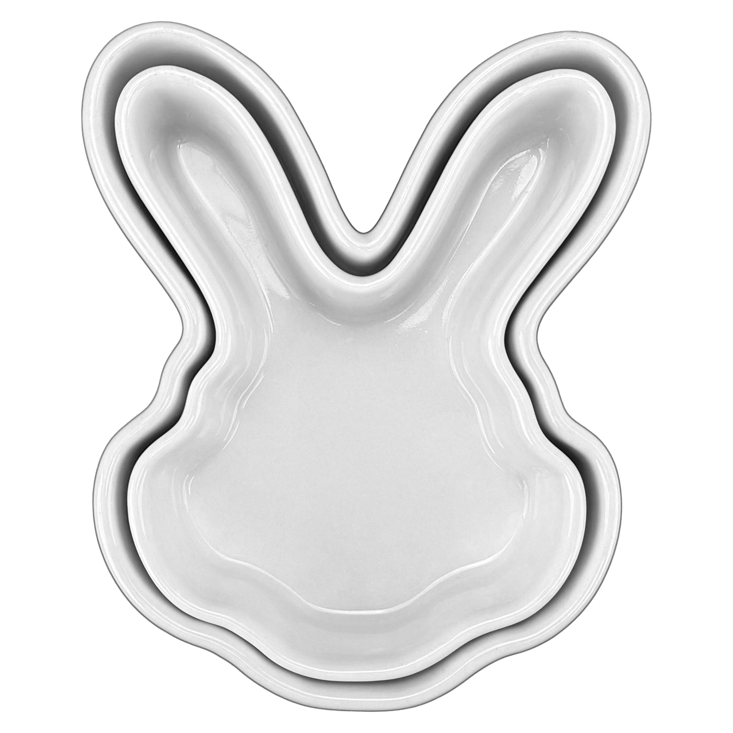 Bunny Head Dish, Set of 2, White 6.25" x 5.5"