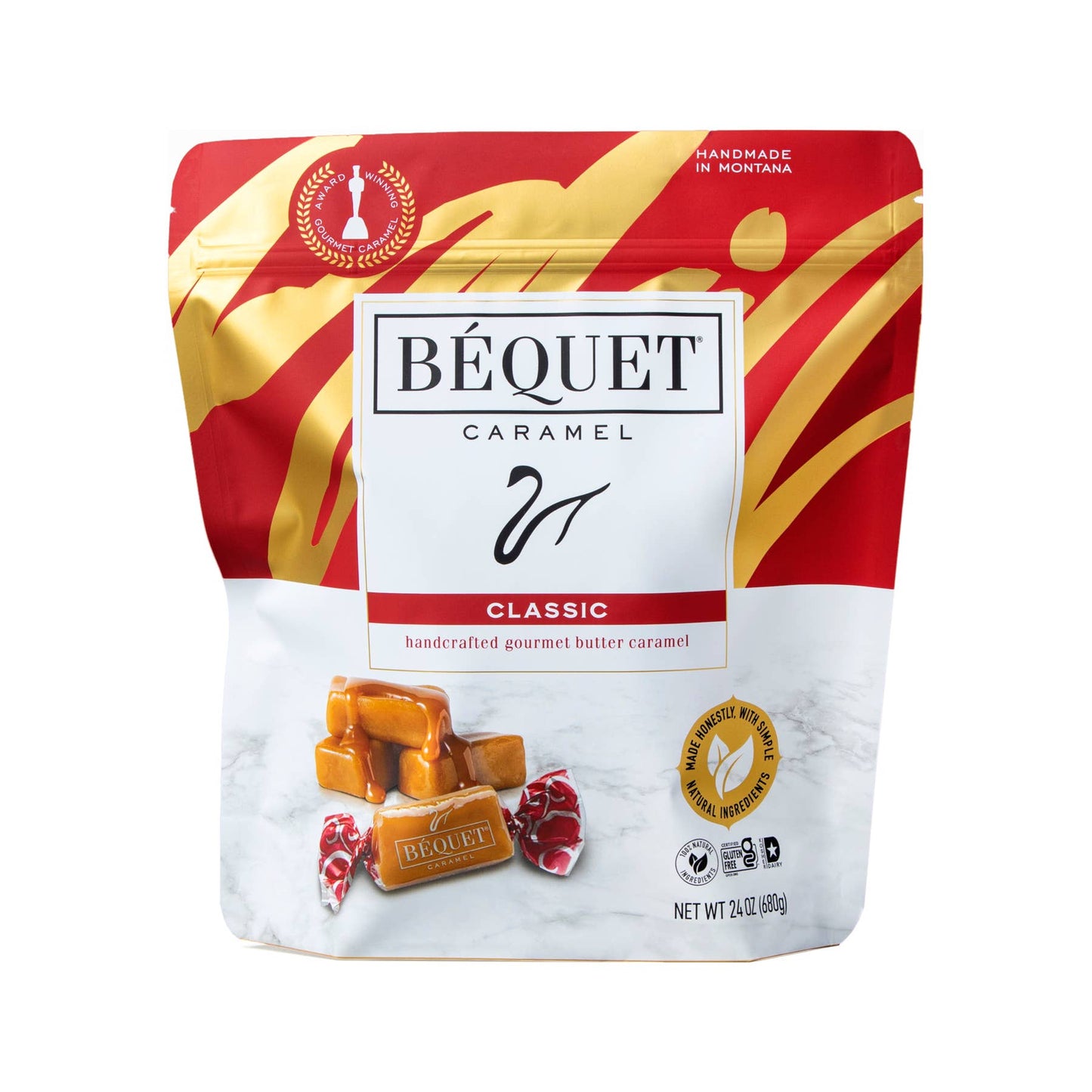 Béquet Gourmet Caramel 24 oz Resealable Pouch: Chewy