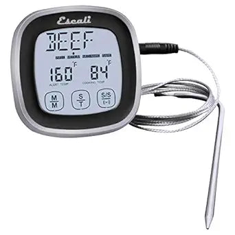 Escali Touch Screen LCD Display Digital Timer, with Temperature Alert, Black