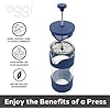 OGGI 3 CUP GLASS FRENCH COFFEE PRESS BLUE