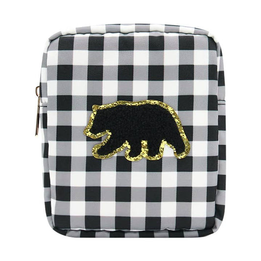Varsity Collection Cosmetic Bag Flash Black Bear Plaid