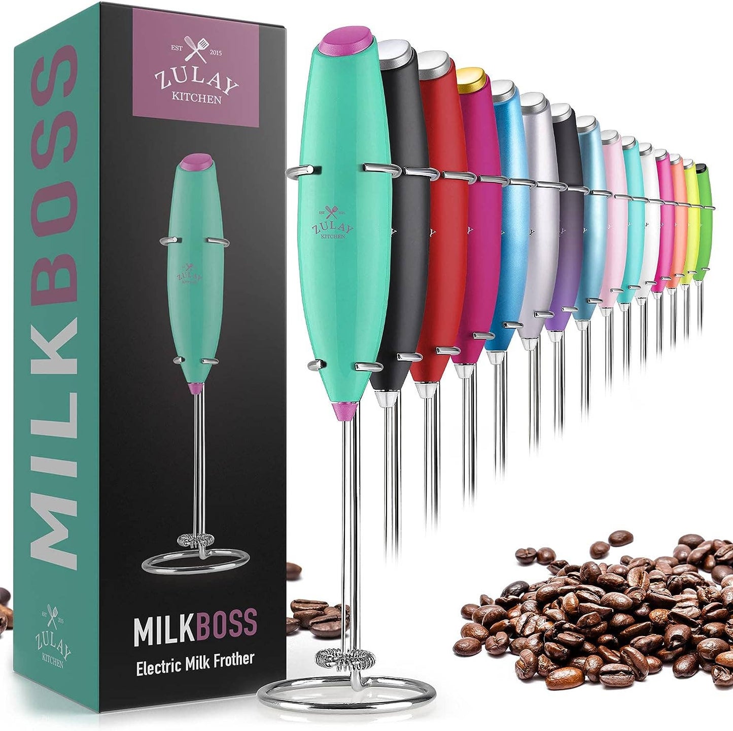 Powerful Handheld Milk Frother: Pop Green/Purple