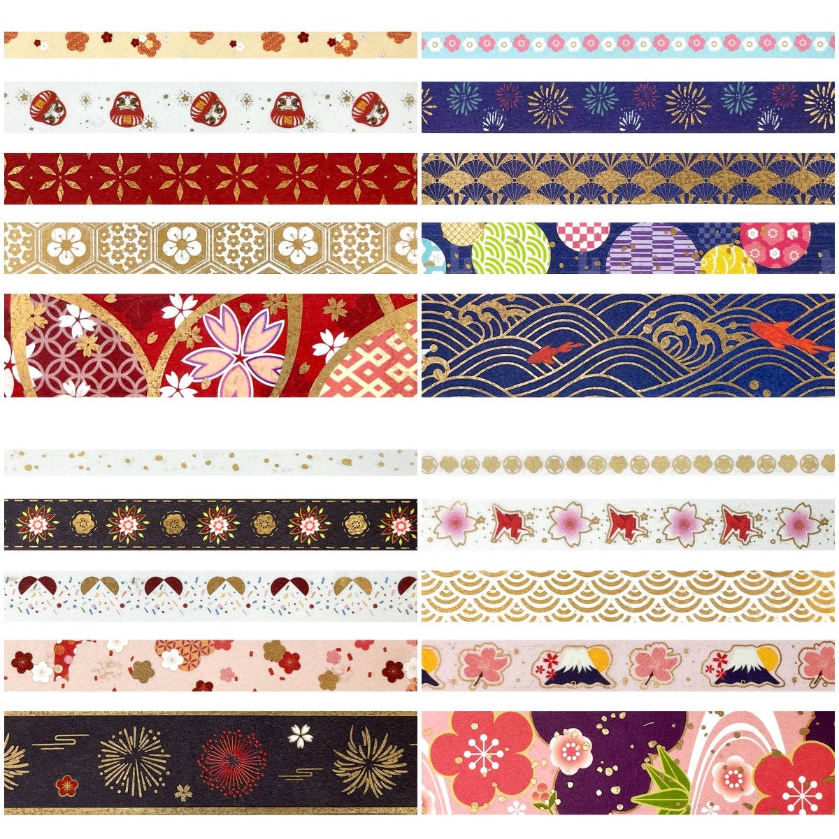 Wrapables Gold Foil Washi Tape in Gift Box Set for DIY Arts: Floral Fireworks