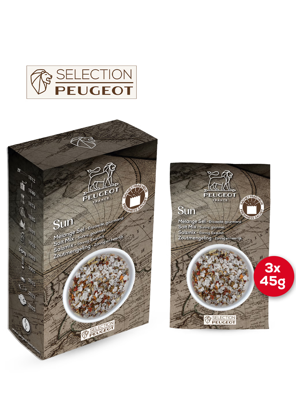 Salt Mix - Sunny, gourmet 135g - 3 freshness sachets of 45g