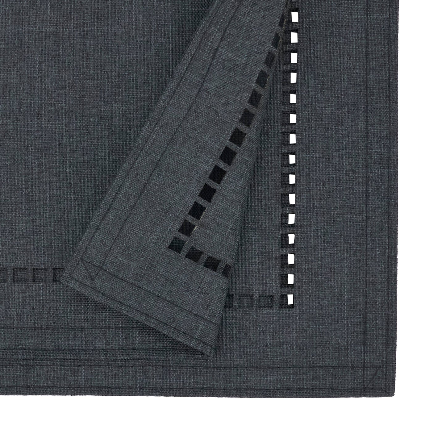 Laser-Cut Hemstitch Runner: Charcoal / 14"x72"