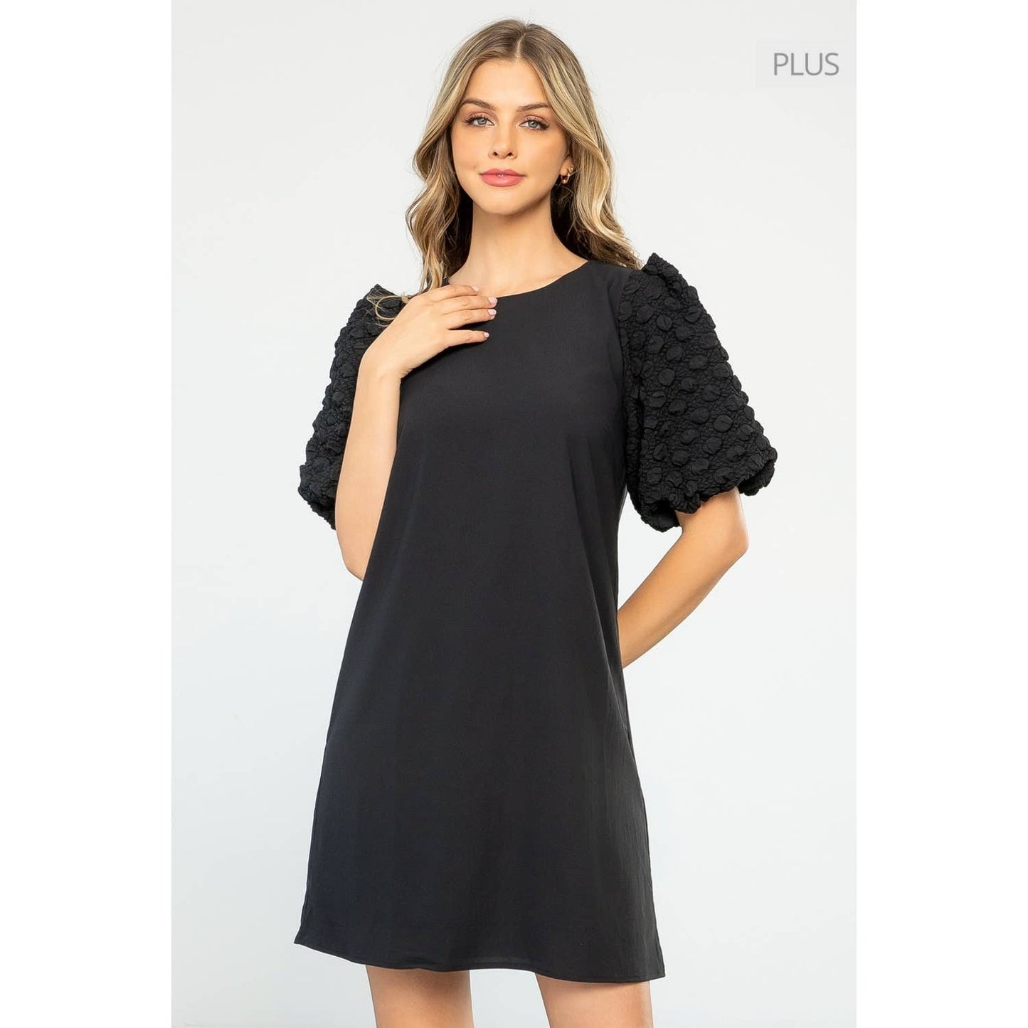 /Size XL/ Puff Sleeve Dress: BLACK / XL