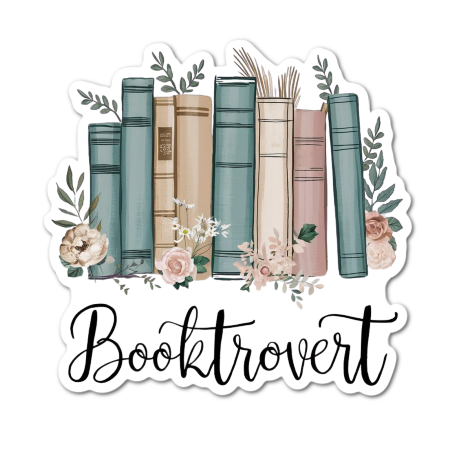 3" Booktrovert bookshelf butterflies laminated sticker books