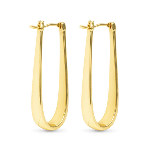 Lilly Polished Elongated Hoop - Gold - AMANDA BLU