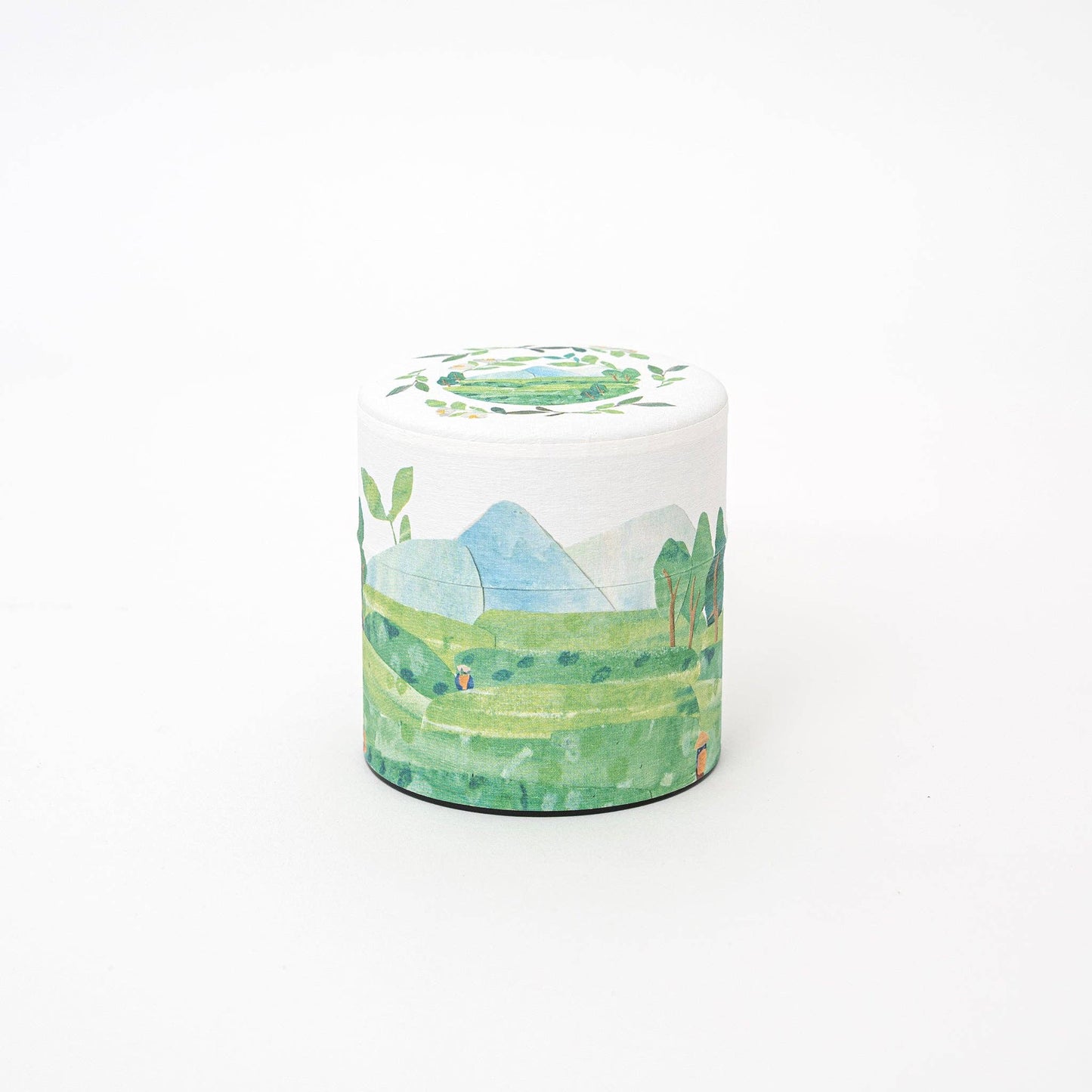 Washi Tea Canister - 5 Patterns: Green - Mountain View