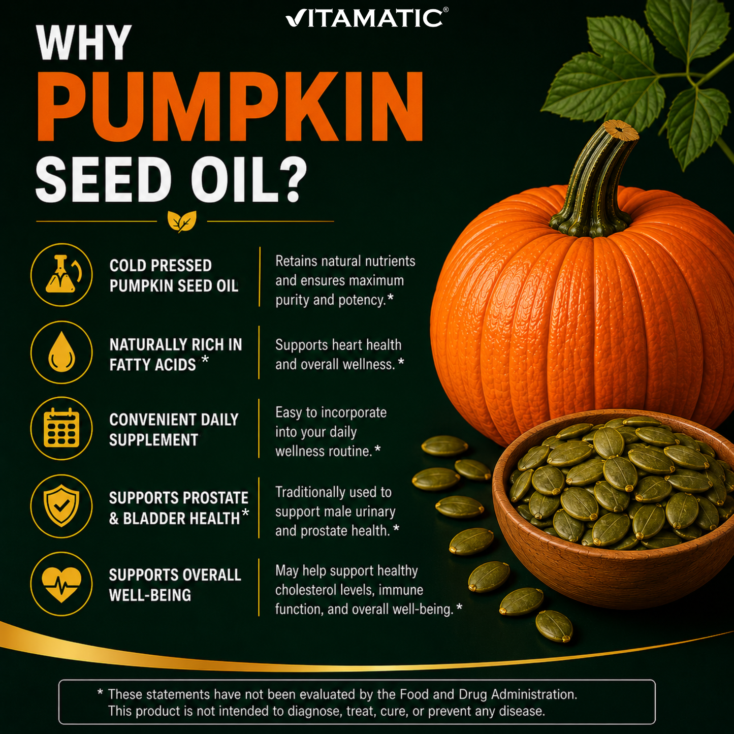 Vitamatic Pumpkin Seed Oil 3000 mg per Serving, 360 Softgels