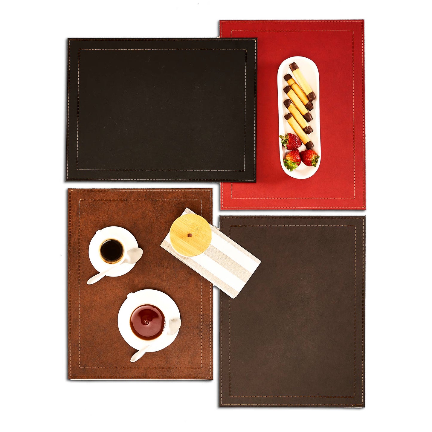Classic Luxe Placemat Faux Leather: Brown Marble