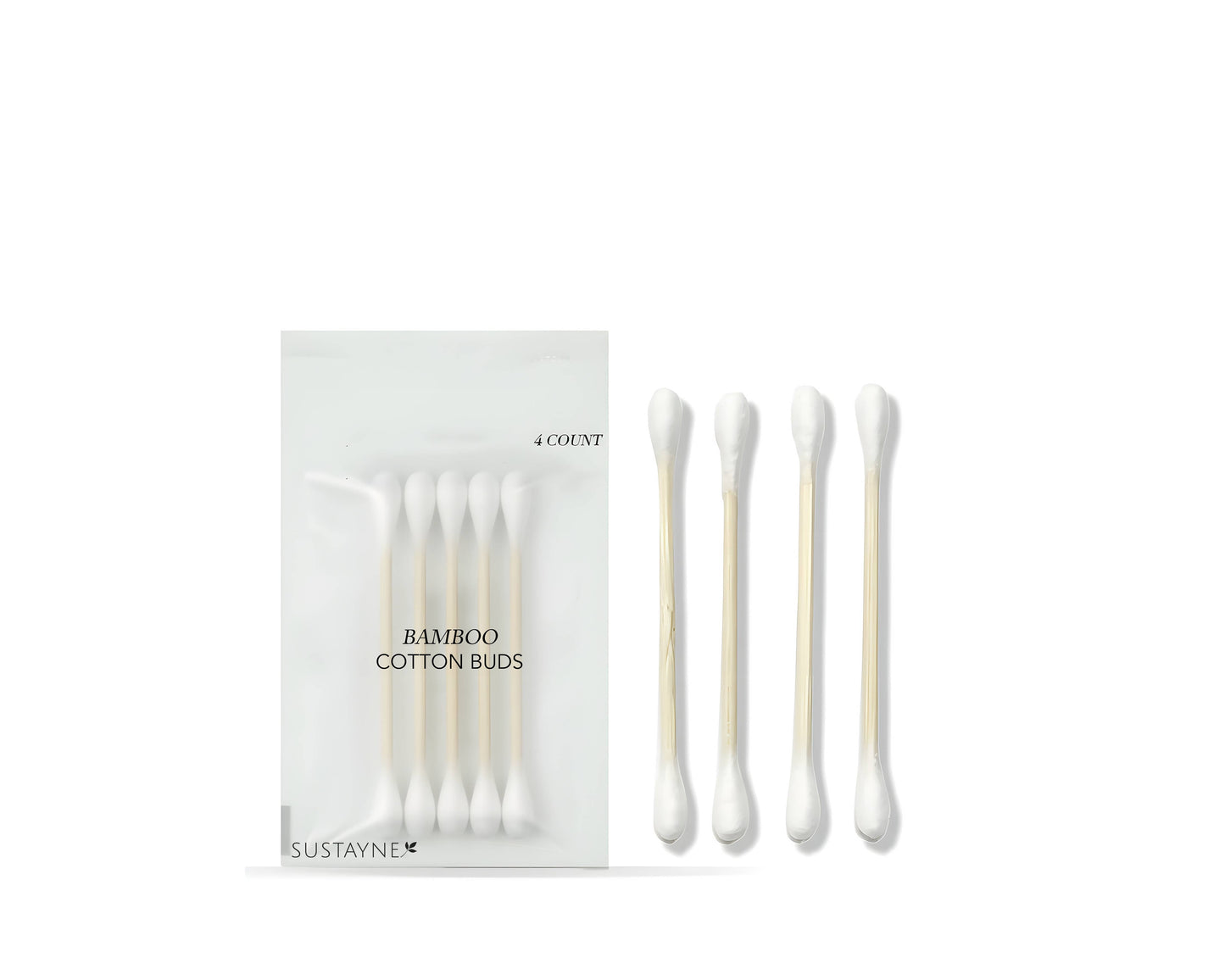 4 Pack Cotton Bamboo Swabs - Compostable PLA Sachet