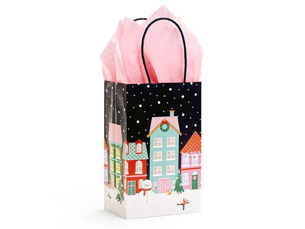 Christmas Village Paper Retail Gift Bags: 25 Pack / Cub 8x4.75x10"