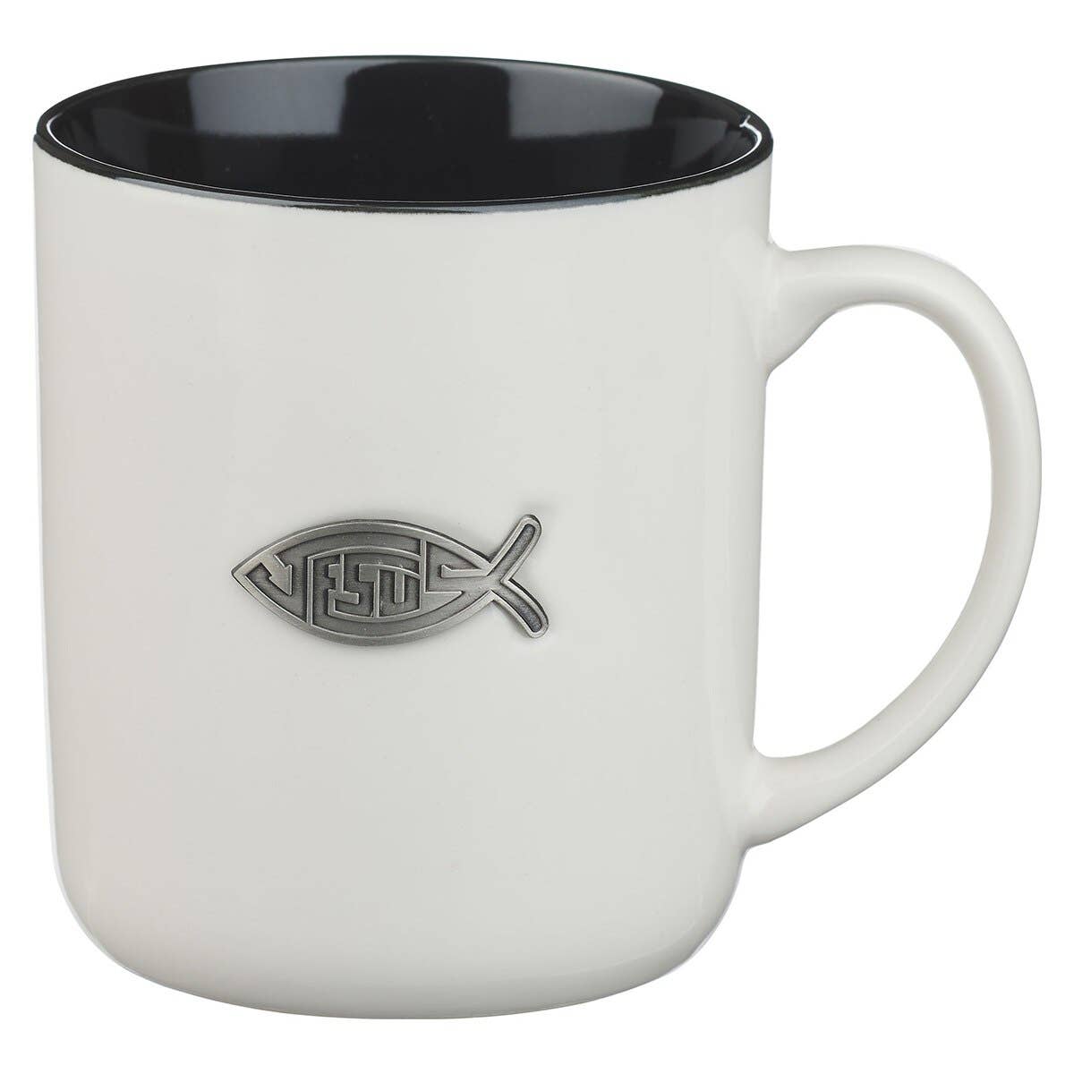Mug White/Black Jesus Badge Matt. 28:19