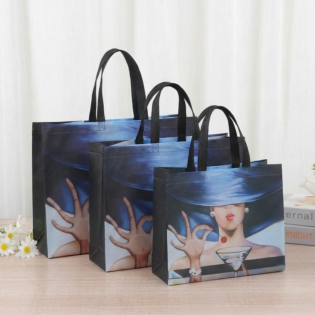50pcs, 3 Sizes Cherry Hat Pearl Lady Non-woven Gift Bag: Small