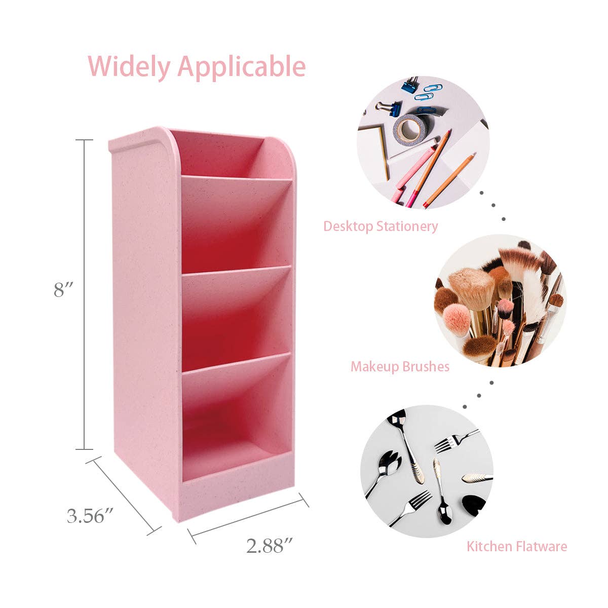 Wrapables Pen Organizer with 4 Compartments Desktop Storage: Large (2pcs) / Clear
