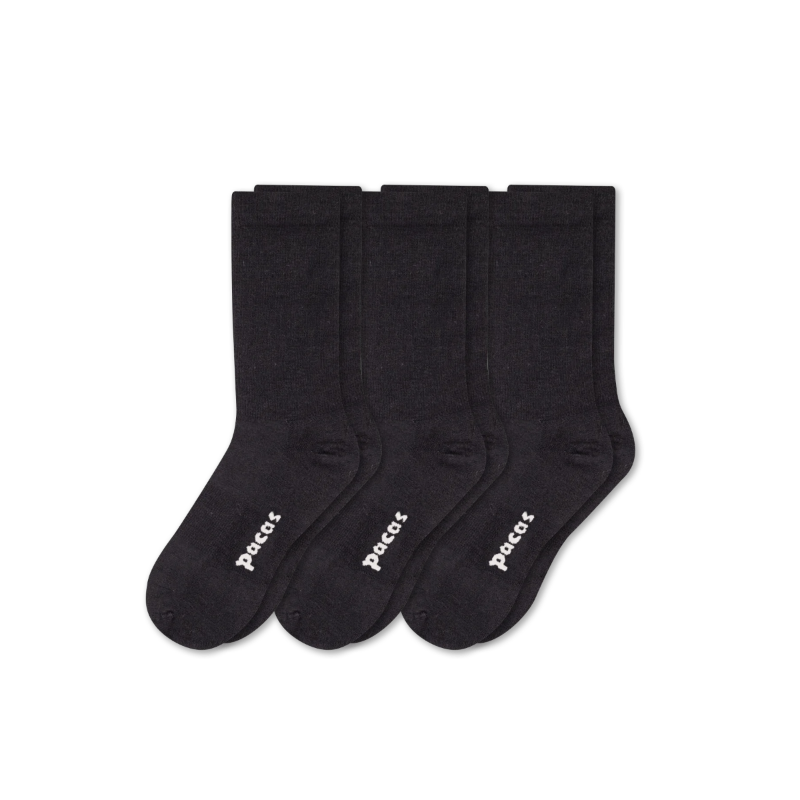 3 Pack - Women's Light-Weight Crew Pacas Socks: STRIPE/Black/Charcoal SolidAll / Medium / Large (US: 8.5 - 11.5+)