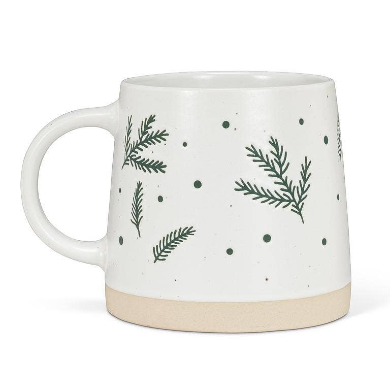 Wide Base Mug with Pine Branches-3.5"H(14oz)