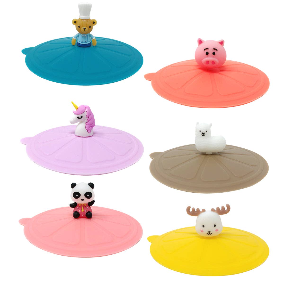 Wrapables Silicone Cup Lids, Anti-Dust Airtight Mug Covers for Hot and Cold Beverages (Set of 6): Cats